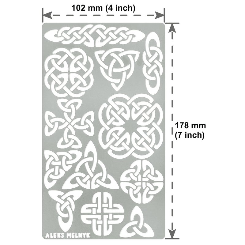 Aleks Melnyk No.32 Metal Journal Stencil, Pyrography Celtic Patterns, Celtic Knot, Viking Stencil, Wood Burning Template, Wood Carving, Bullet Journaling - Image 4
